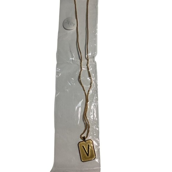 Stainless Steel Initial V Necklace Gold‎ Tone Pendant Chain Unisex Jewelry - Picture 2 of 6